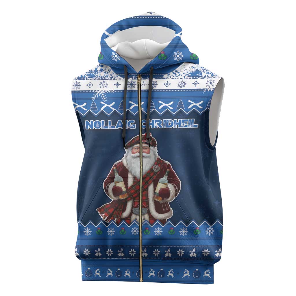 Scotland Christmas Sleeveless Zip Hoodie Scottish Santa Claus - Wonder Print Shop