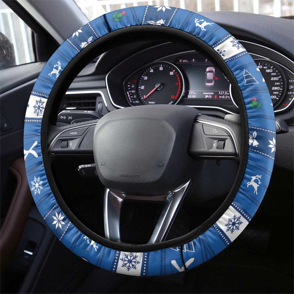 Scotland Christmas Steering Wheel Cover Scottish Santa Claus - Wonder Print Shop