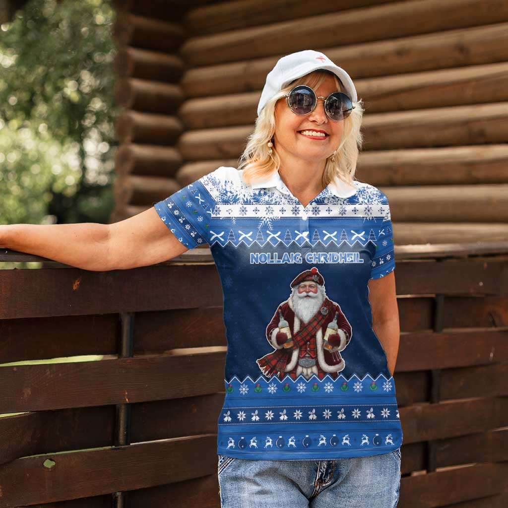 Scotland Christmas Women Polo Shirt Scottish Santa Claus - Wonder Print Shop