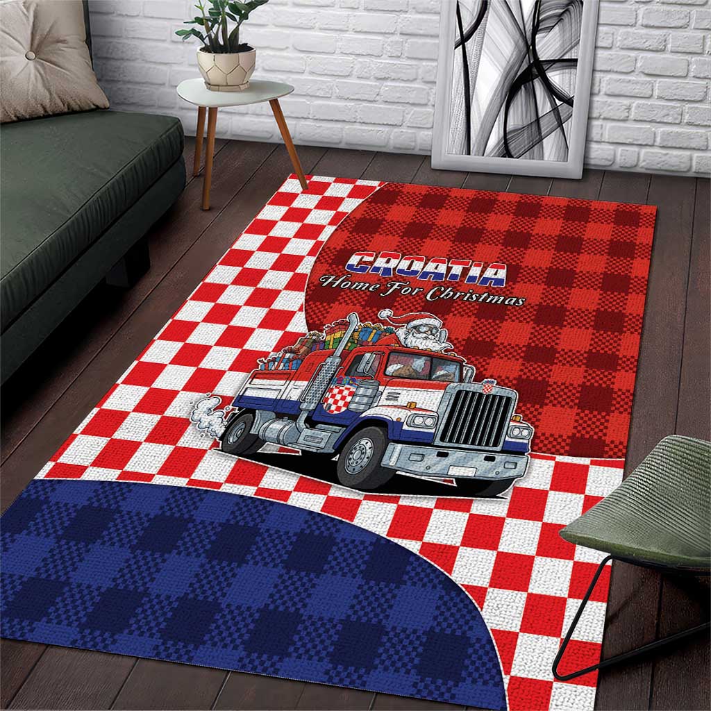 Croatia Christmas Area Rug Santa Claus Drives Home With Gifts - Wonder Print Shop