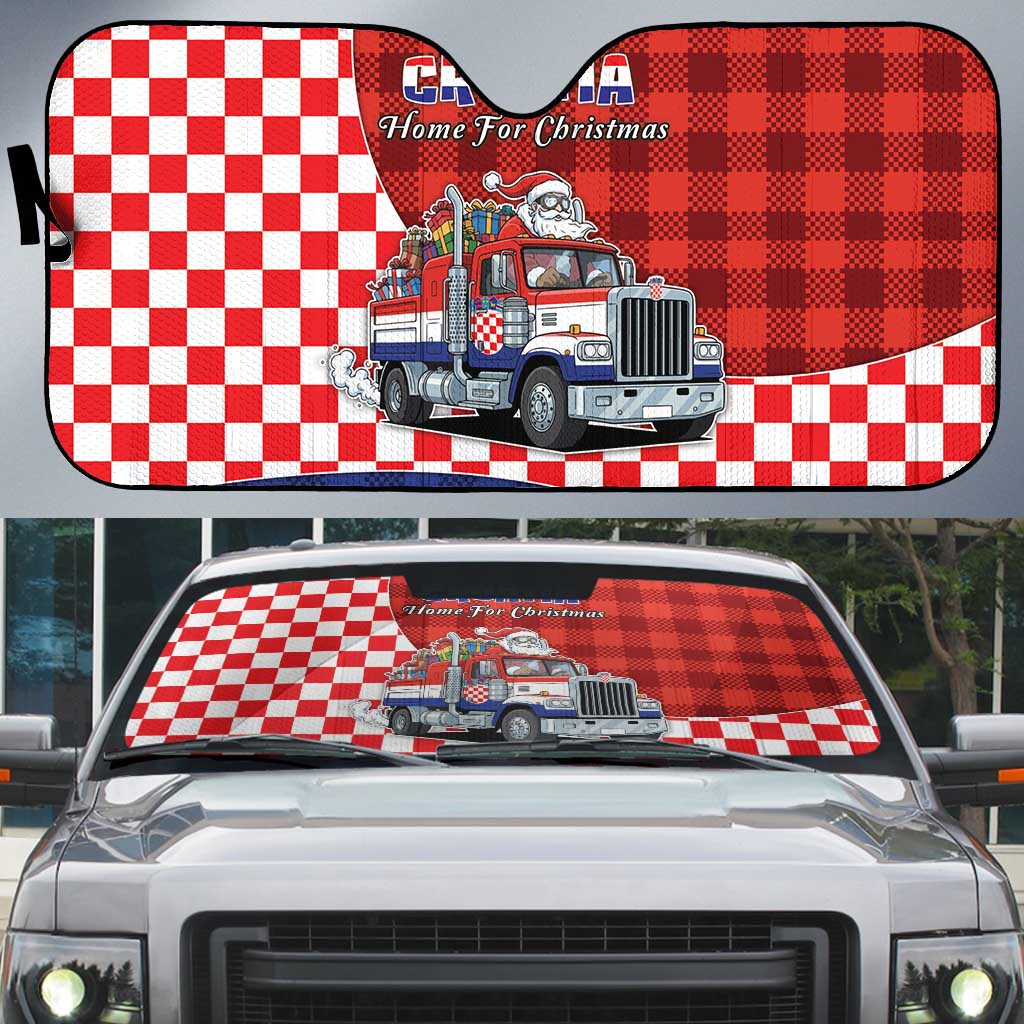 Croatia Christmas Auto Sun Shade Santa Claus Drives Home With Gifts - Wonder Print Shop