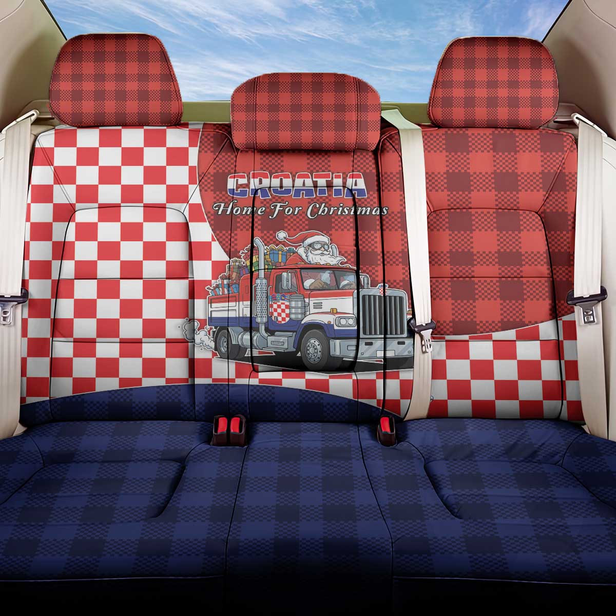Croatia Christmas Back Car Seat Cover Santa Claus Drives Home With Gifts - undefined