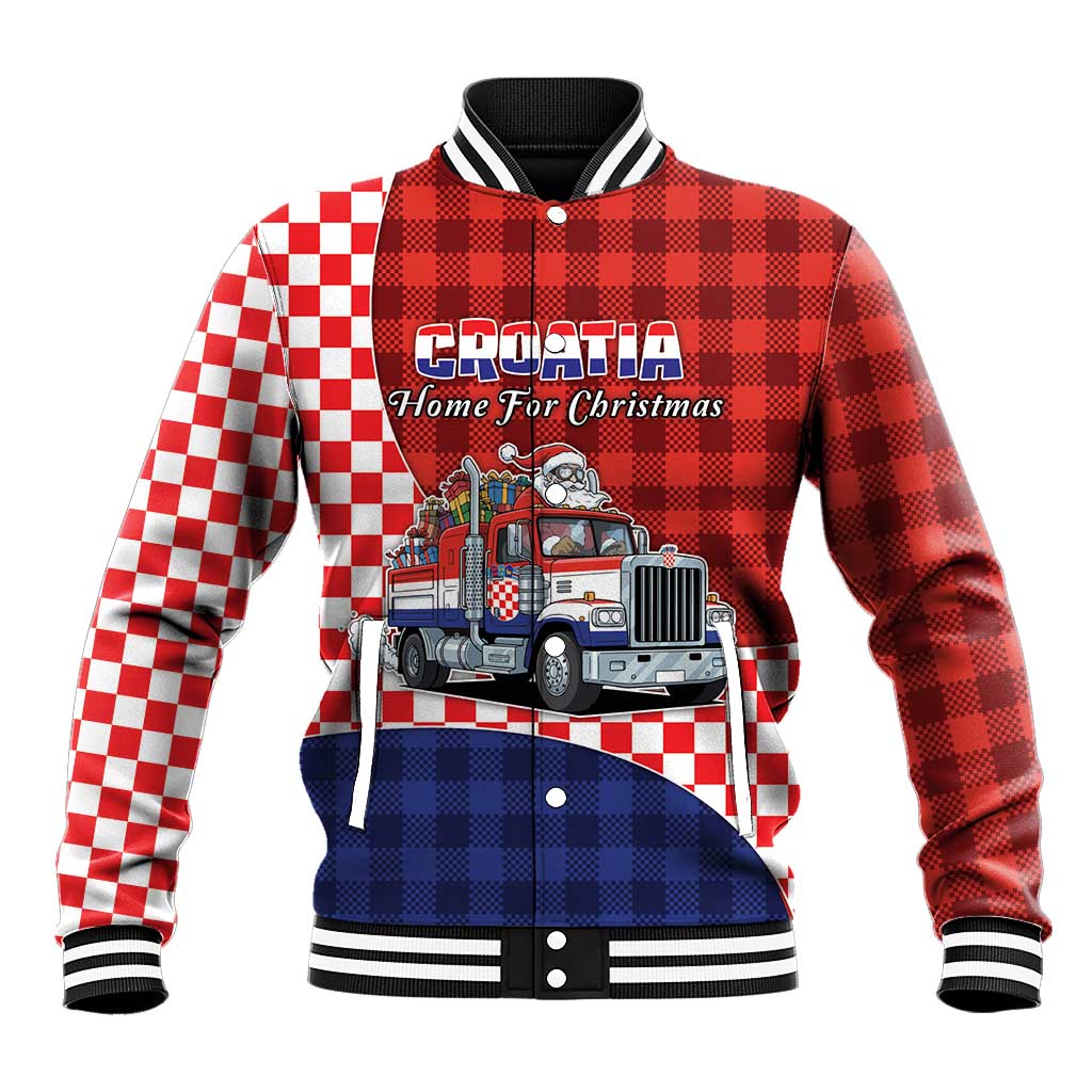 Croatia Christmas Baseball Jacket Santa Claus Drives Home With Gifts - Wonder Print Shop