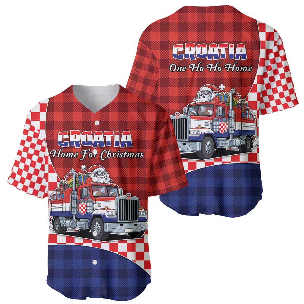 Croatia Christmas Baseball Jersey Santa Claus Drives Home With Gifts - Wonder Print Shop