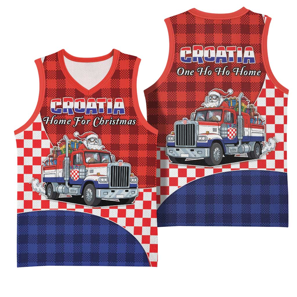 Croatia Christmas Basketball Jersey Santa Claus Drives Home With Gifts - Wonder Print Shop