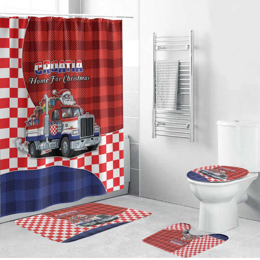 Croatia Christmas Bathroom Set Santa Claus Drives Home With Gifts - Wonder Print Shop