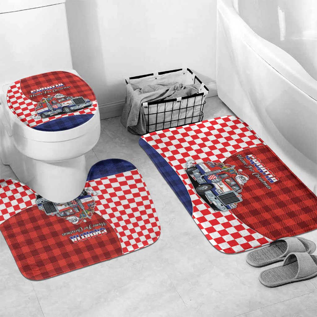 Croatia Christmas Bathroom Set Santa Claus Drives Home With Gifts - Wonder Print Shop