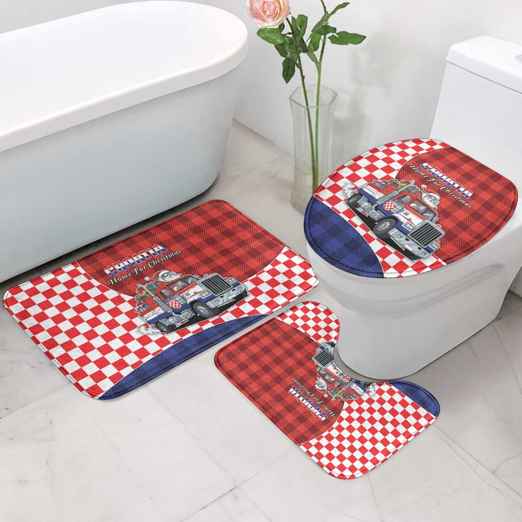 Croatia Christmas Bathroom Set Santa Claus Drives Home With Gifts - Wonder Print Shop