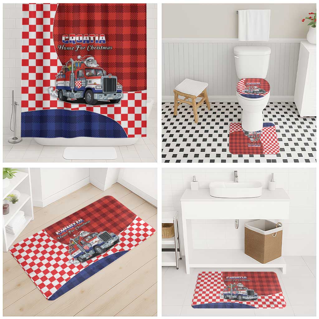 Croatia Christmas Bathroom Set Santa Claus Drives Home With Gifts - Wonder Print Shop