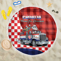 Croatia Christmas Beach Blanket Santa Claus Drives Home With Gifts - Wonder Print Shop