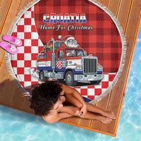 Croatia Christmas Beach Blanket Santa Claus Drives Home With Gifts - Wonder Print Shop
