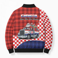 Croatia Christmas Bomber Puffer Jacket Santa Claus Drives Home With Gifts - Wonder Print Shop