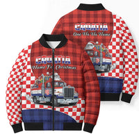 Croatia Christmas Bomber Puffer Jacket Santa Claus Drives Home With Gifts - Wonder Print Shop