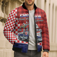Croatia Christmas Bomber Puffer Jacket Santa Claus Drives Home With Gifts - Wonder Print Shop