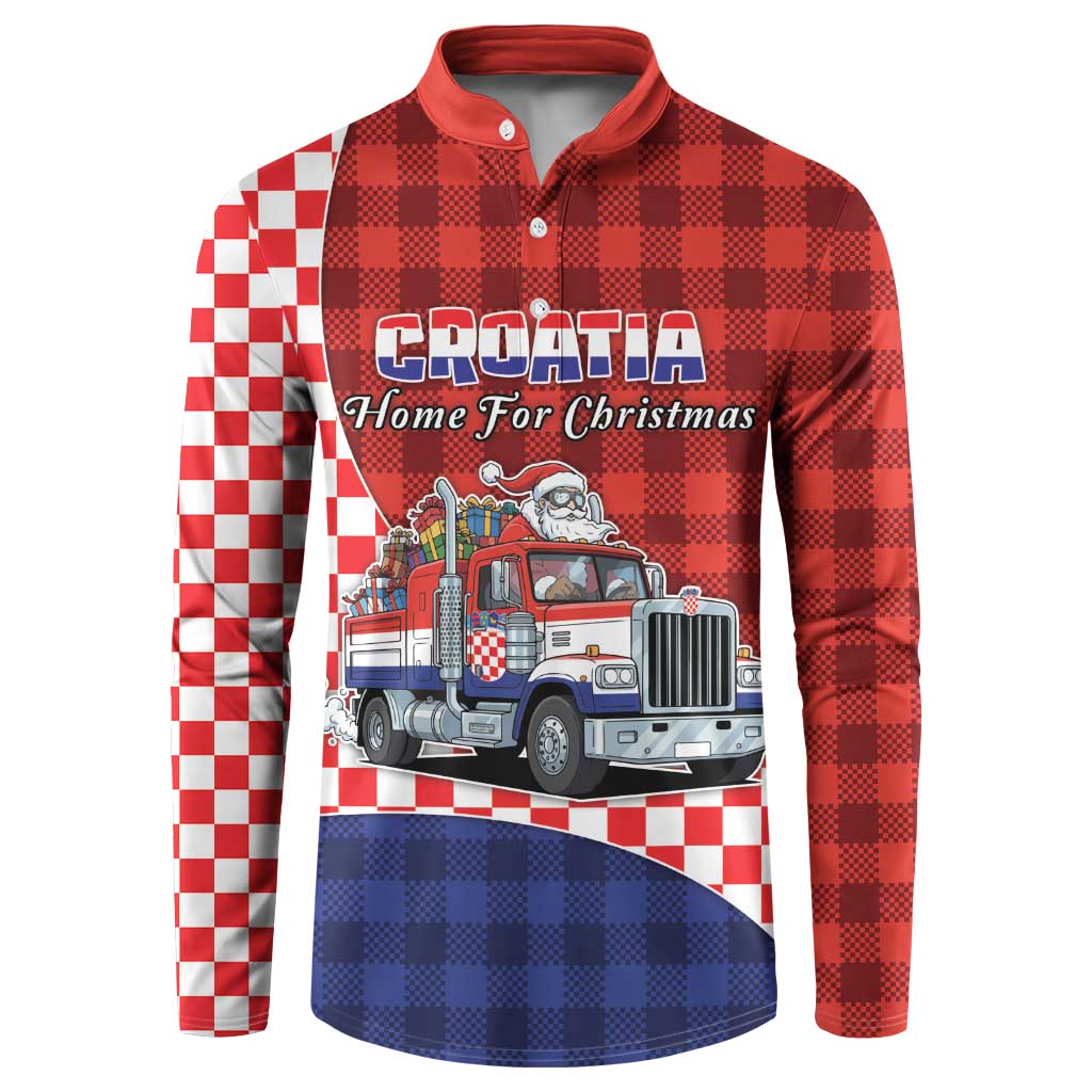 Croatia Christmas Button Sweatshirt Santa Claus Drives Home With Gifts - Wonder Print Shop