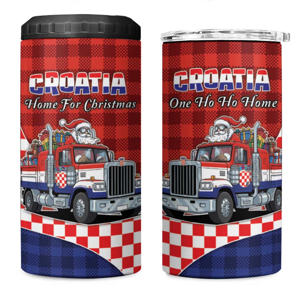 Croatia Christmas 4 in 1 Can Cooler Tumbler Santa Claus Drives Home With Gifts - Wonder Print Shop