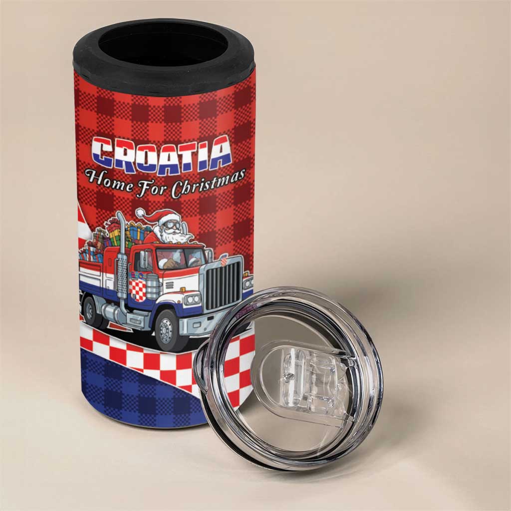 Croatia Christmas 4 in 1 Can Cooler Tumbler Santa Claus Drives Home With Gifts - Wonder Print Shop