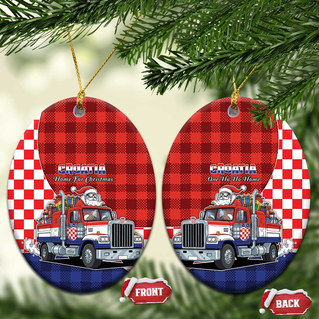 Croatia Christmas Ceramic Ornament Santa Claus Drives Home With Gifts - Wonder Print Shop