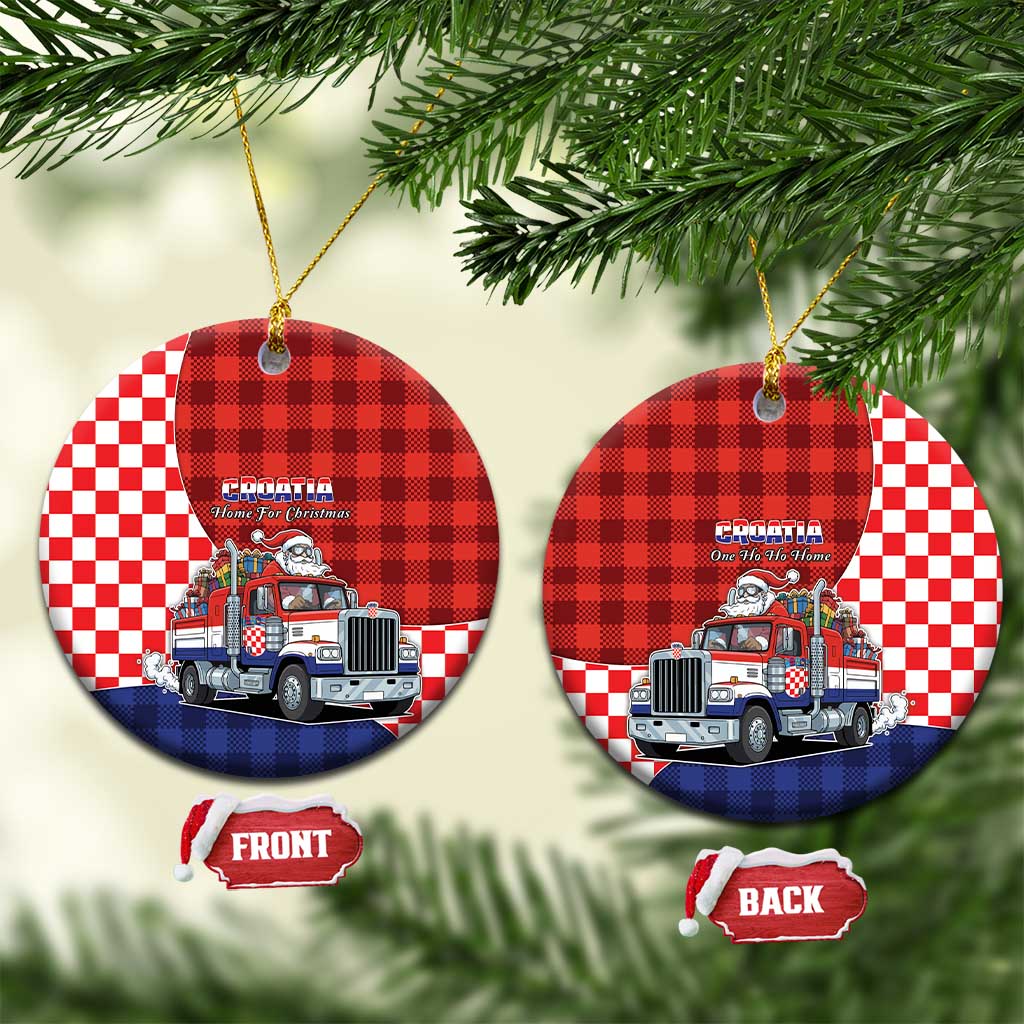 Croatia Christmas Ceramic Ornament Santa Claus Drives Home With Gifts - Wonder Print Shop