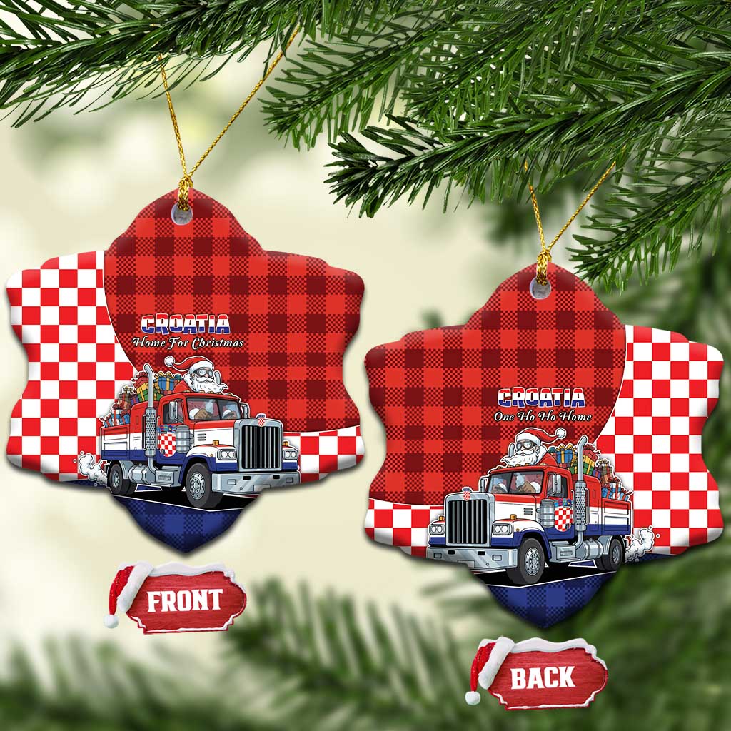 Croatia Christmas Ceramic Ornament Santa Claus Drives Home With Gifts - Wonder Print Shop