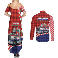 Croatia Christmas Couples Matching Summer Maxi Dress and Long Sleeve Button Shirt Santa Claus Drives Home With Gifts - Wonder Print Shop
