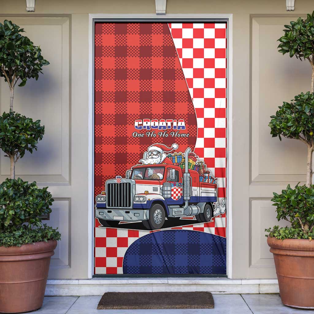 Croatia Christmas Door Cover Santa Claus Drives Home With Gifts - Wonder Print Shop
