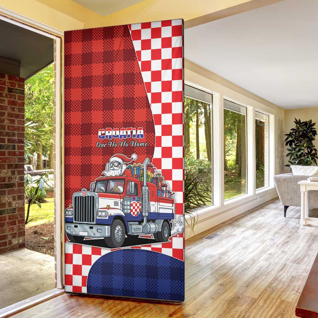 Croatia Christmas Door Cover Santa Claus Drives Home With Gifts - Wonder Print Shop