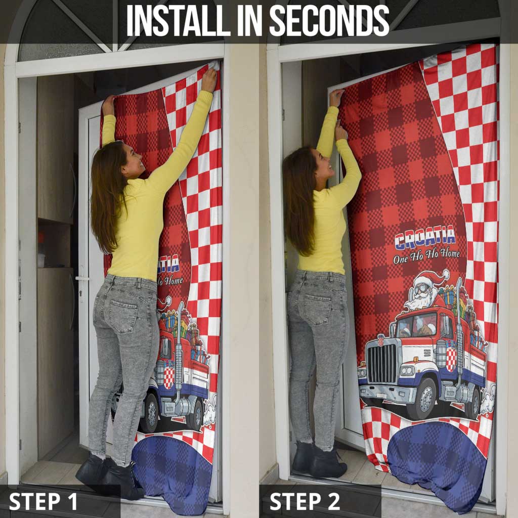 Croatia Christmas Door Cover Santa Claus Drives Home With Gifts - Wonder Print Shop