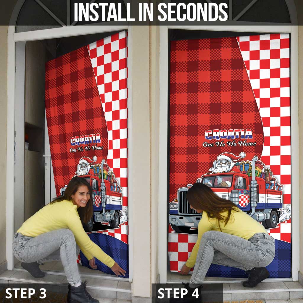 Croatia Christmas Door Cover Santa Claus Drives Home With Gifts - Wonder Print Shop