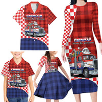 Croatia Christmas Family Matching Long Sleeve Bodycon Dress and Hawaiian Shirt Santa Claus Drives Home With Gifts - Wonder Print Shop