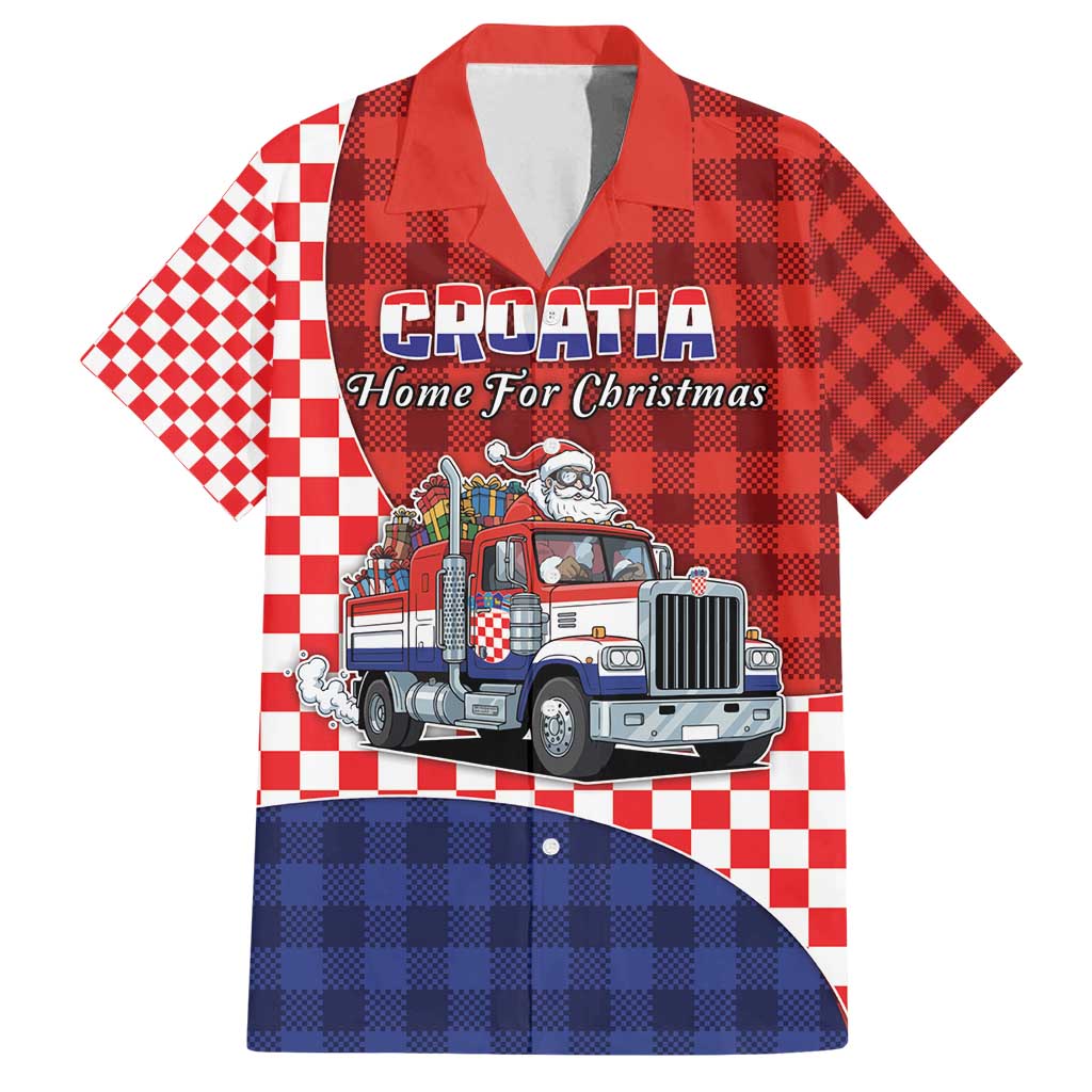 Croatia Christmas Family Matching Long Sleeve Bodycon Dress and Hawaiian Shirt Santa Claus Drives Home With Gifts - Wonder Print Shop