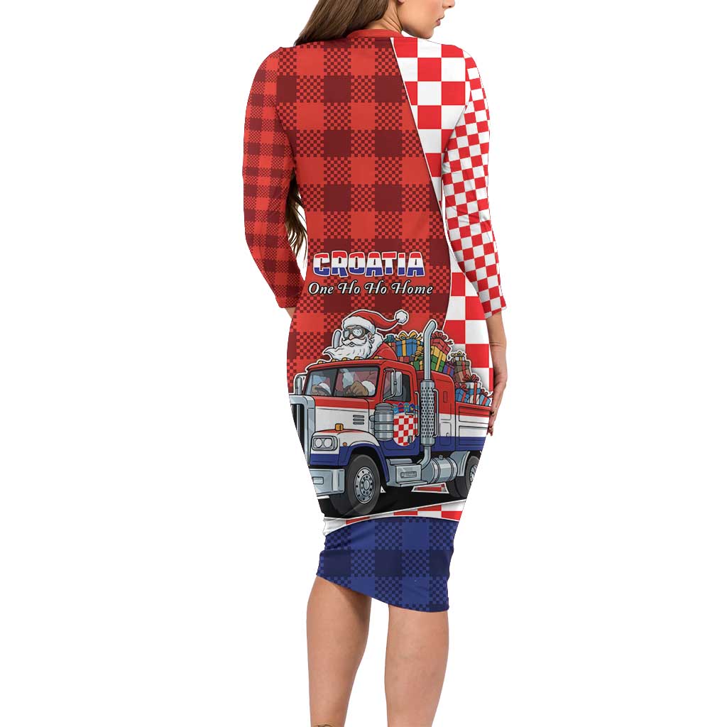 Croatia Christmas Family Matching Long Sleeve Bodycon Dress and Hawaiian Shirt Santa Claus Drives Home With Gifts - Wonder Print Shop