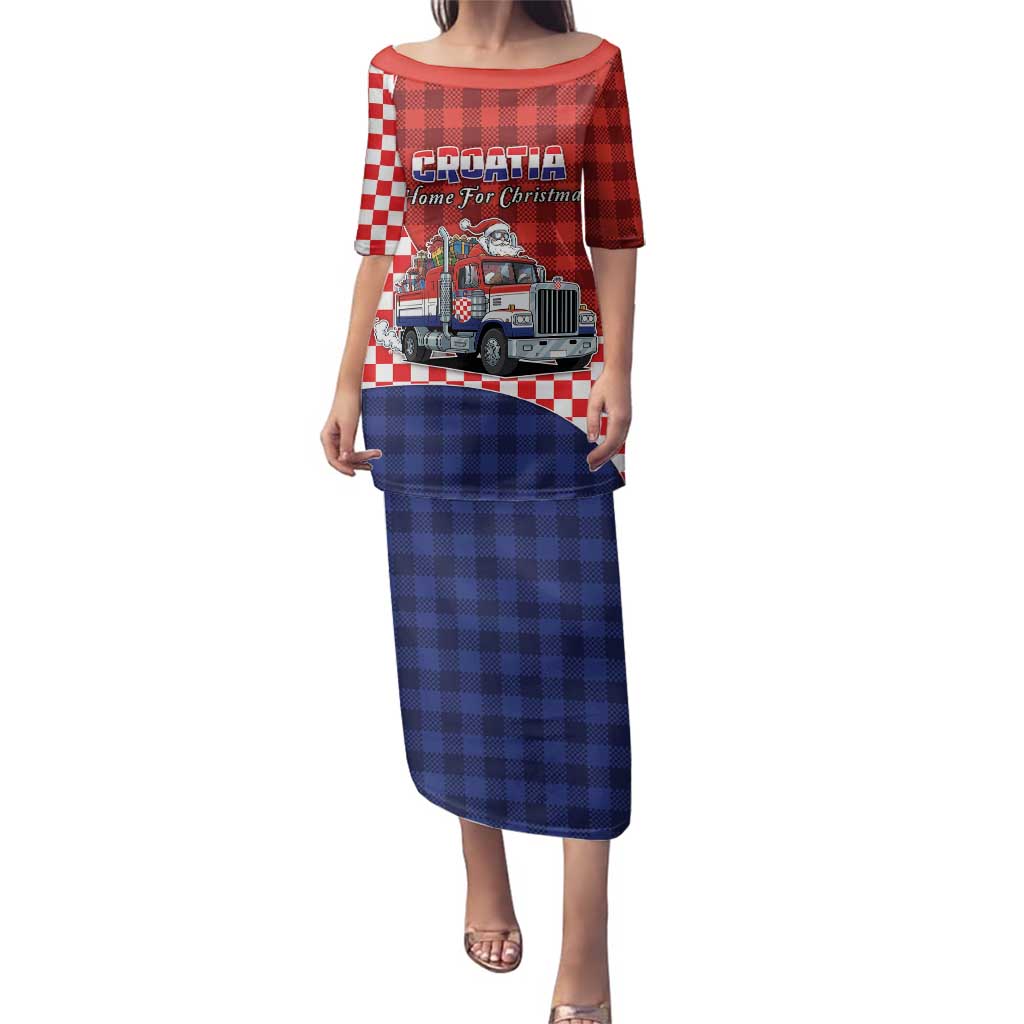 Croatia Christmas Family Matching Puletasi and Hawaiian Shirt Santa Claus Drives Home With Gifts - Wonder Print Shop