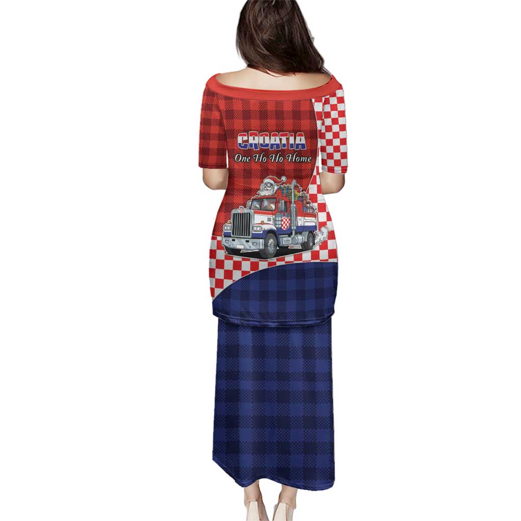 Croatia Christmas Family Matching Puletasi and Hawaiian Shirt Santa Claus Drives Home With Gifts - Wonder Print Shop