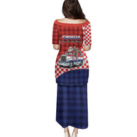 Croatia Christmas Family Matching Puletasi and Hawaiian Shirt Santa Claus Drives Home With Gifts - Wonder Print Shop