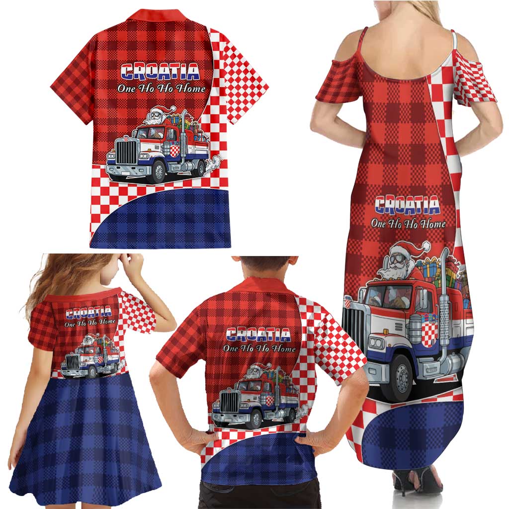 Croatia Christmas Family Matching Summer Maxi Dress and Hawaiian Shirt Santa Claus Drives Home With Gifts - Wonder Print Shop