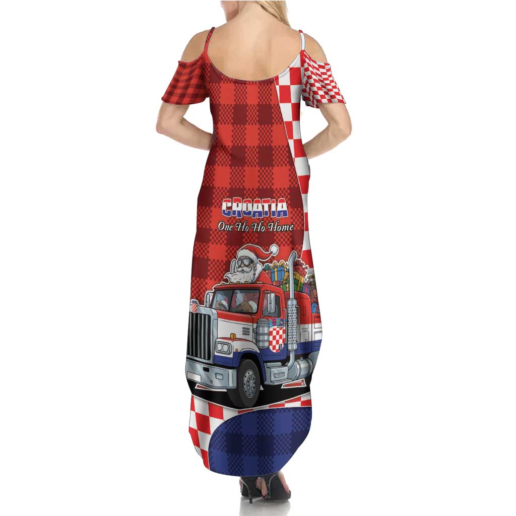 Croatia Christmas Family Matching Summer Maxi Dress and Hawaiian Shirt Santa Claus Drives Home With Gifts - Wonder Print Shop