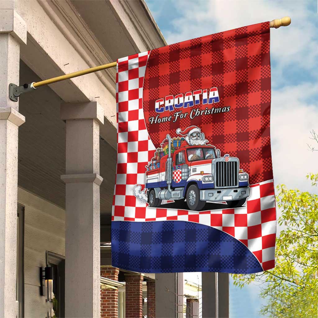 Croatia Christmas Garden Flag Santa Claus Drives Home With Gifts - Wonder Print Shop