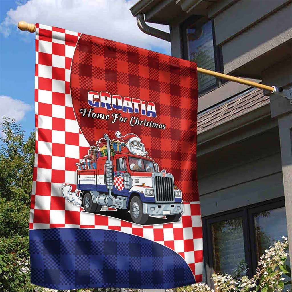 Croatia Christmas Garden Flag Santa Claus Drives Home With Gifts - Wonder Print Shop