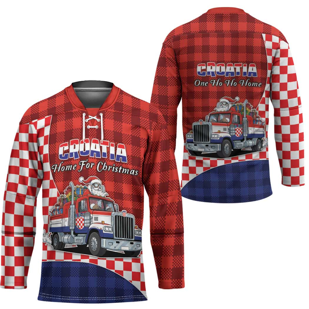 Croatia Christmas Hockey Jersey Santa Claus Drives Home With Gifts - Wonder Print Shop