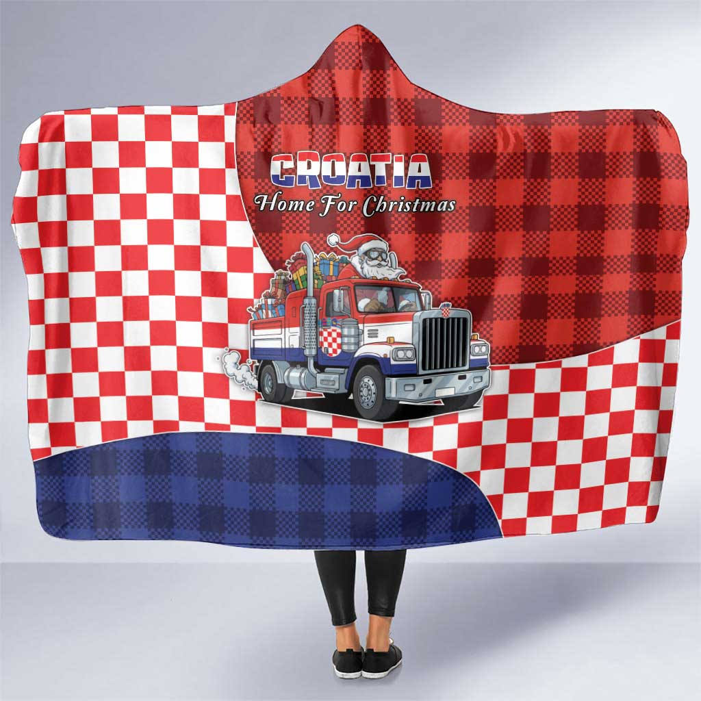 Croatia Christmas Hooded Blanket Santa Claus Drives Home With Gifts - Wonder Print Shop