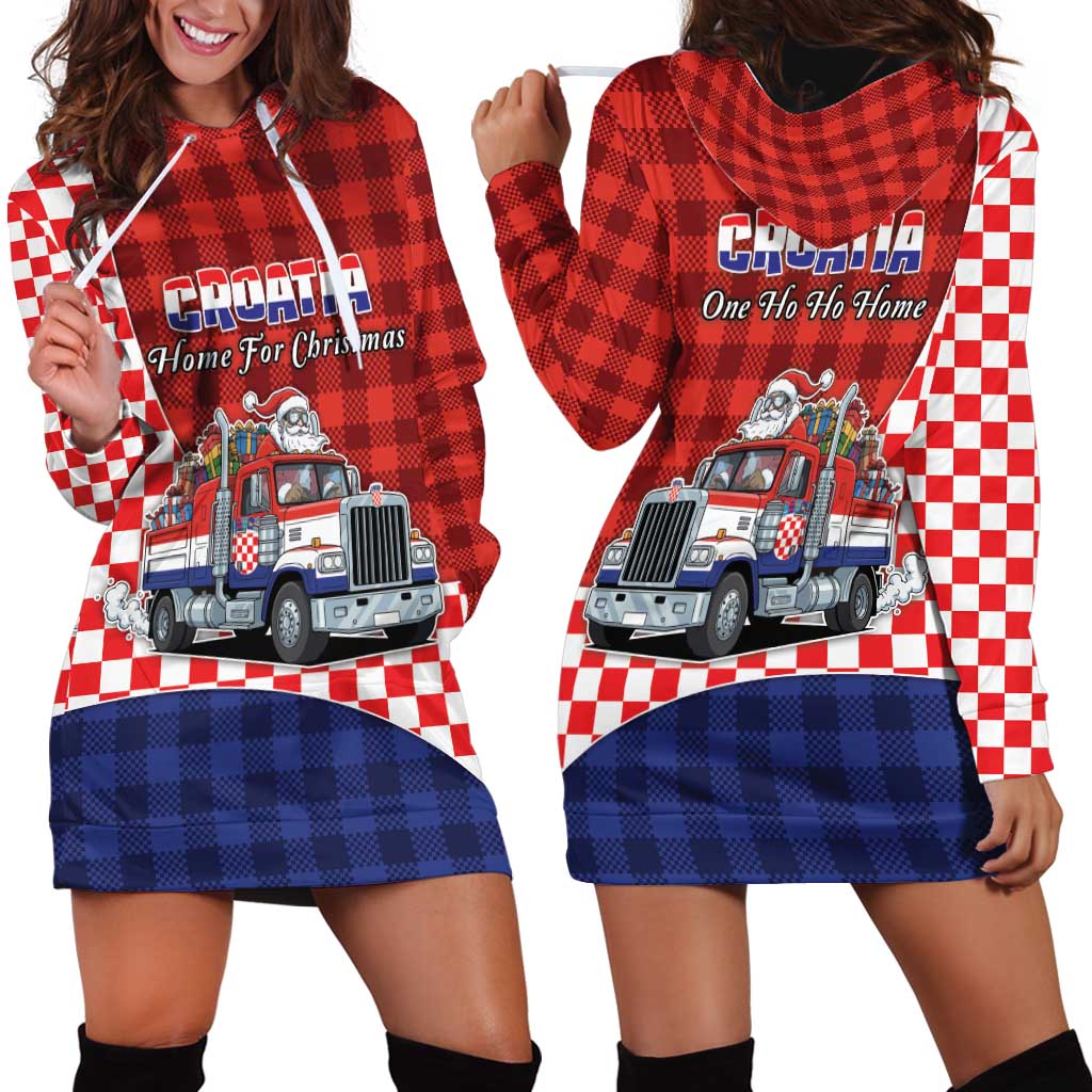 Croatia Christmas Hoodie Dress Santa Claus Drives Home With Gifts - Wonder Print Shop