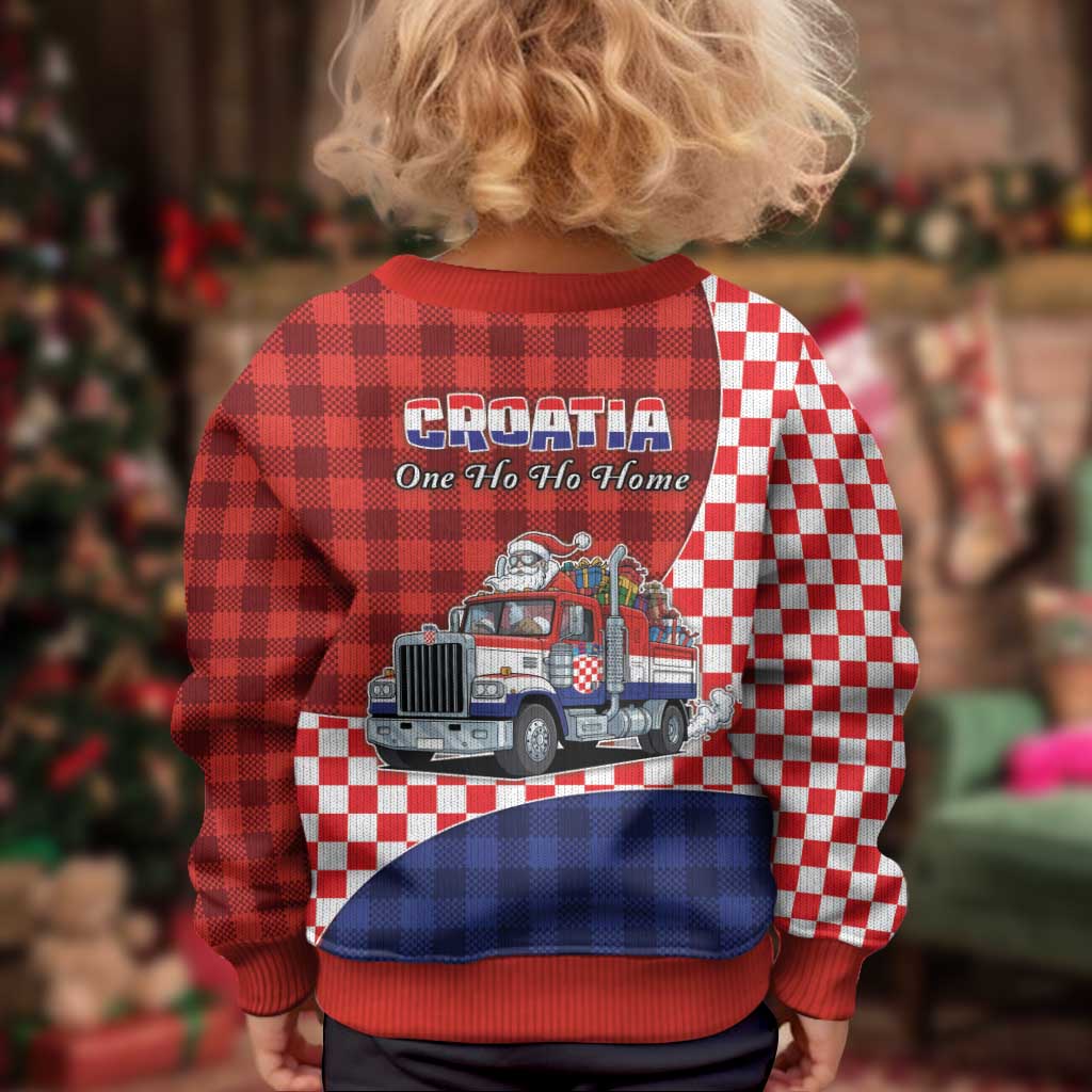 Croatia Christmas Kid Ugly Christmas Sweater Santa Claus Drives Home With Gifts - Wonder Print Shop