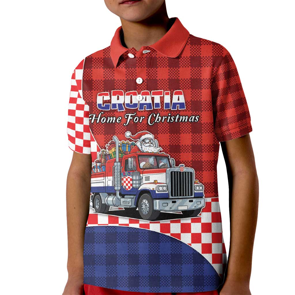 Croatia Christmas Kid Polo Shirt Santa Claus Drives Home With Gifts - Wonder Print Shop