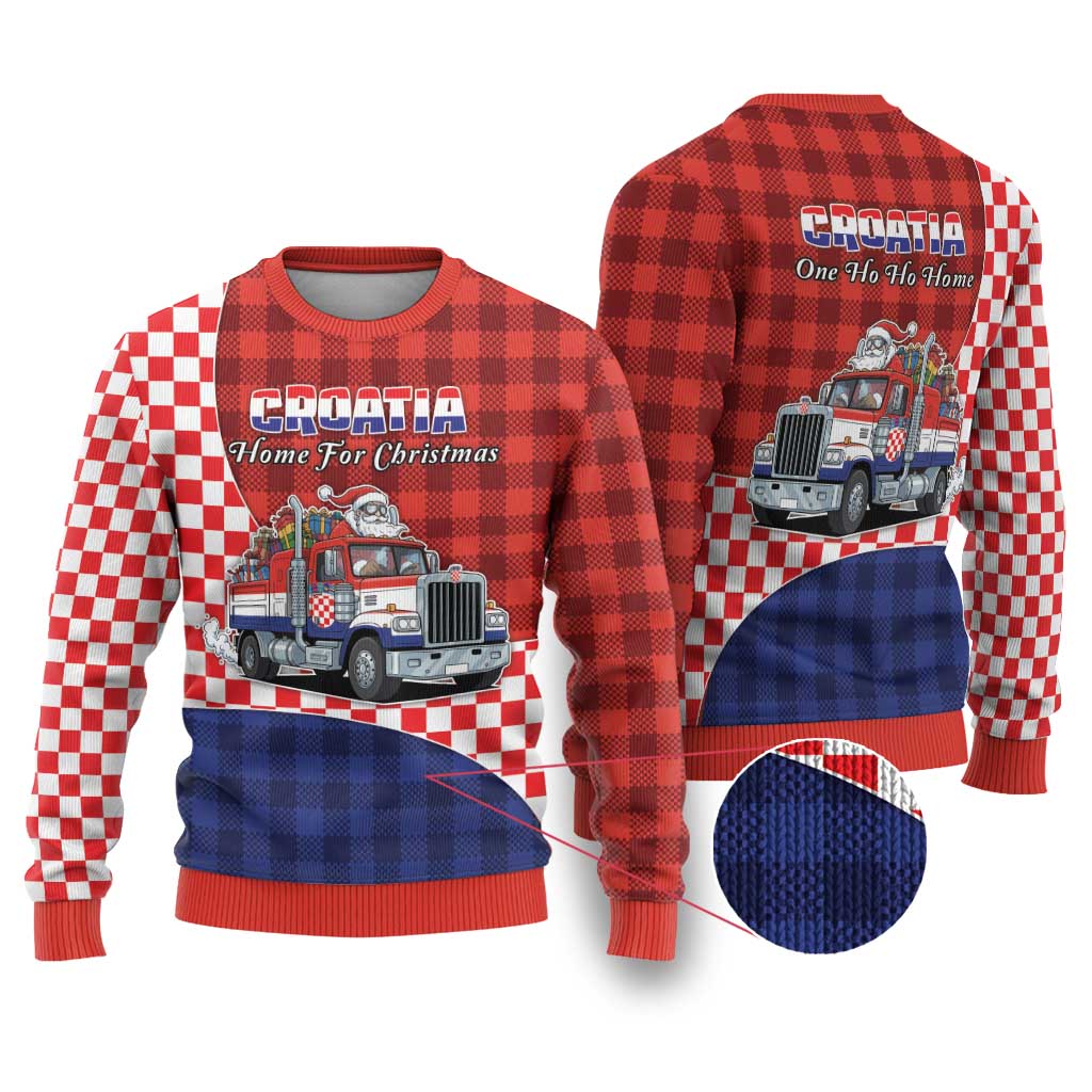 Croatia Christmas Ugly Christmas Sweater Santa Claus Drives Home With Gifts - Wonder Print Shop