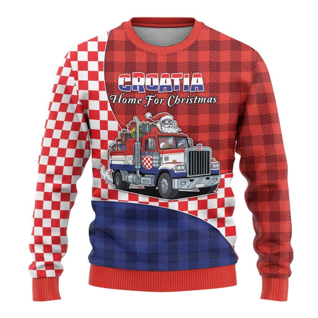 Croatia Christmas Ugly Christmas Sweater Santa Claus Drives Home With Gifts - Wonder Print Shop