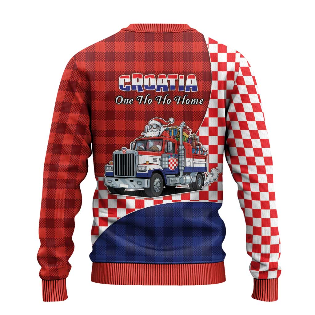 Croatia Christmas Ugly Christmas Sweater Santa Claus Drives Home With Gifts - Wonder Print Shop