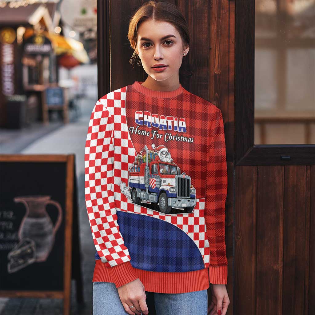 Croatia Christmas Ugly Christmas Sweater Santa Claus Drives Home With Gifts - Wonder Print Shop