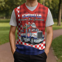 Croatia Christmas Knitted V-Neck Vest Santa Claus Drives Home With Gifts - Wonder Print Shop