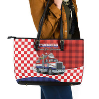 Croatia Christmas Leather Tote Bag Santa Claus Drives Home With Gifts - Wonder Print Shop